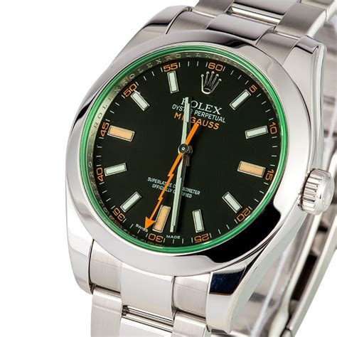 rolex milgauss black green|rolex milgauss retail price.